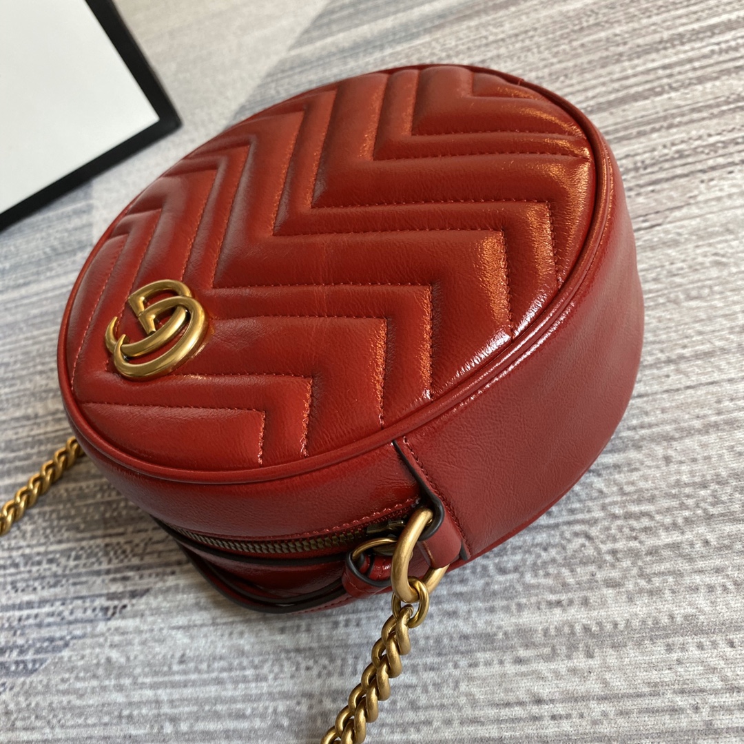 Gucci GG Marmont Mini Round Shoulder Bag 550154 Red